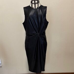 Express Black Midi Dress with Twist Detail